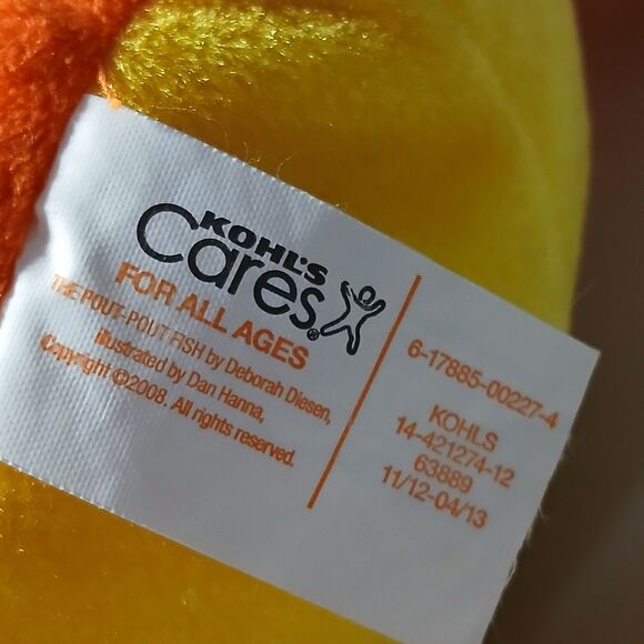 Kohls Cares Yellow Orange Pout Pout Fish Crab Stuffed Plush Animal Toy Doll 16" - Picture 3 of 4